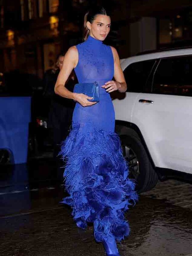 Kendall Jenner Dazzled on NYC Streets In Royal Blue Gown